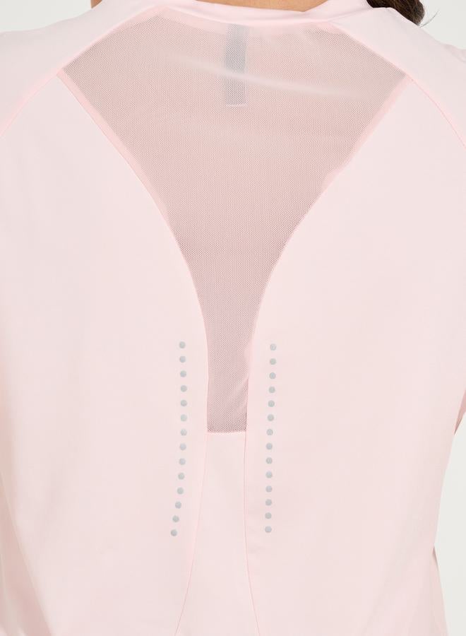Styli Reflective Dots & Back Mesh Detail Curved Hem Top - Image 5