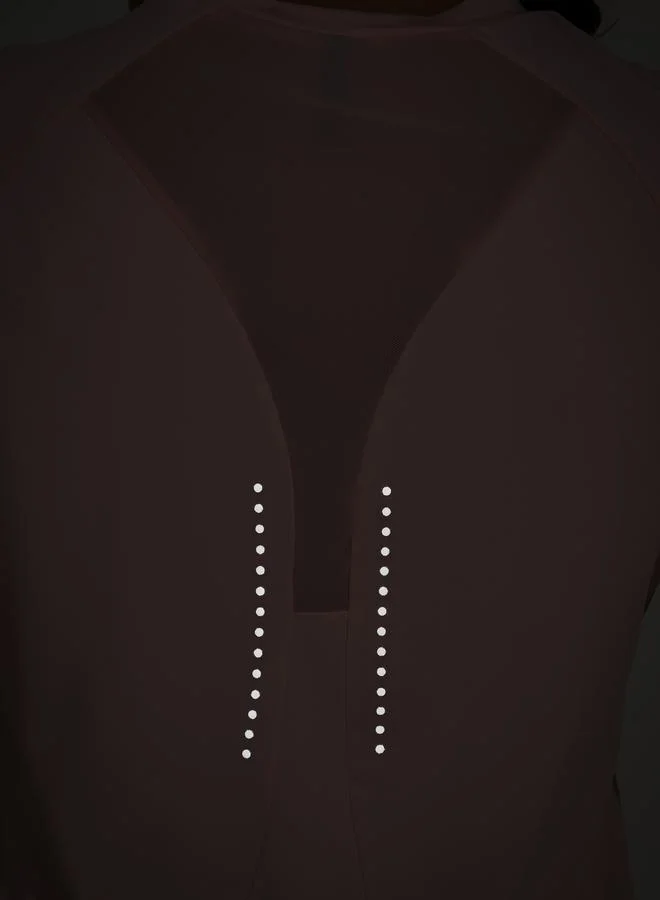 Styli Reflective Dots & Back Mesh Detail Curved Hem Top