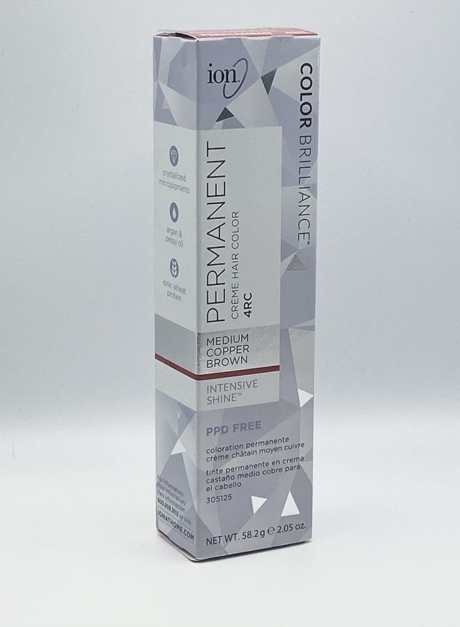ION 4RC Medium Copper Brown Permanent Creme Hair Color 4RC Medium Copper Brown