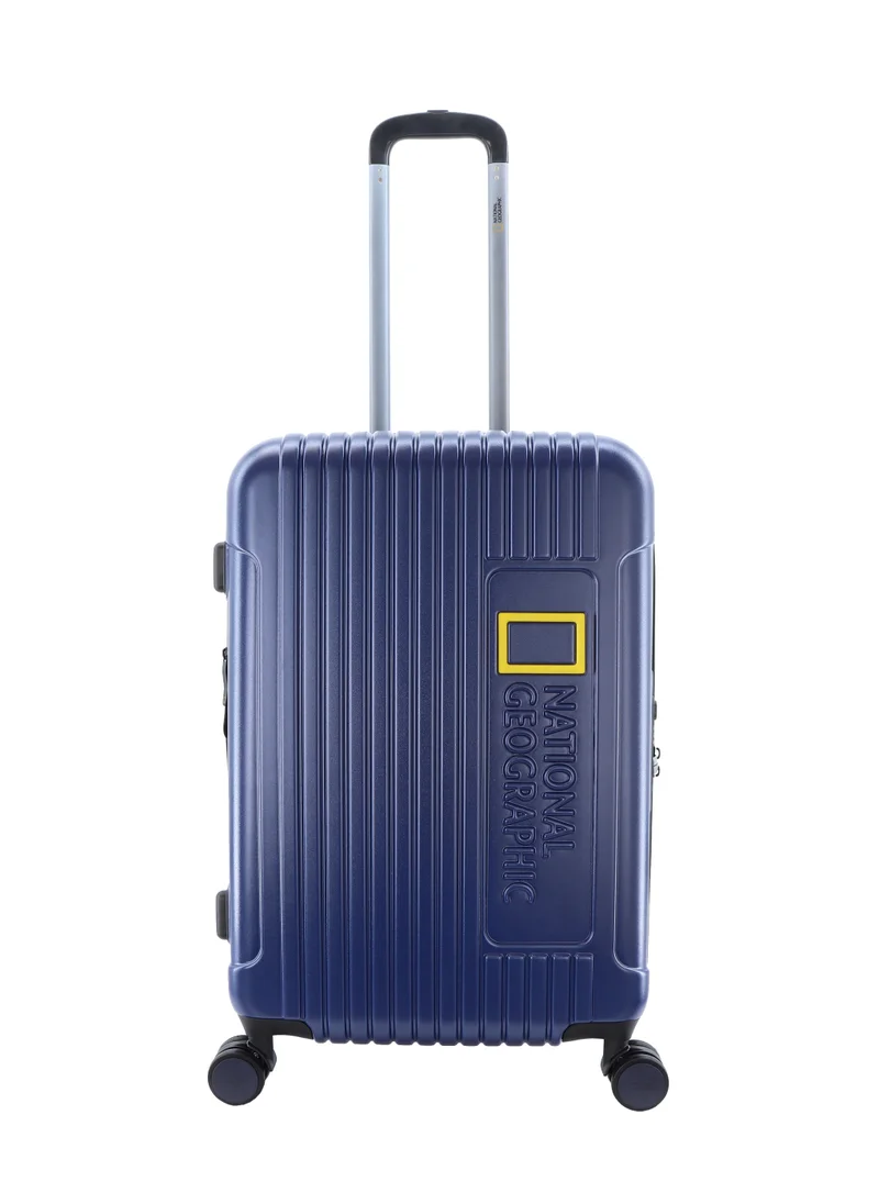 NATIONAL GEOGRAPHIC National Geographic Canyon ABS/PC Hardshell Medium Check-In Suitcase Metallic Blue, Durable Lightweight Expandable Anti-theft Zipper TSA Lock Travel Luggage, 4 Double Wheel Trolley Bag (24 Inch)