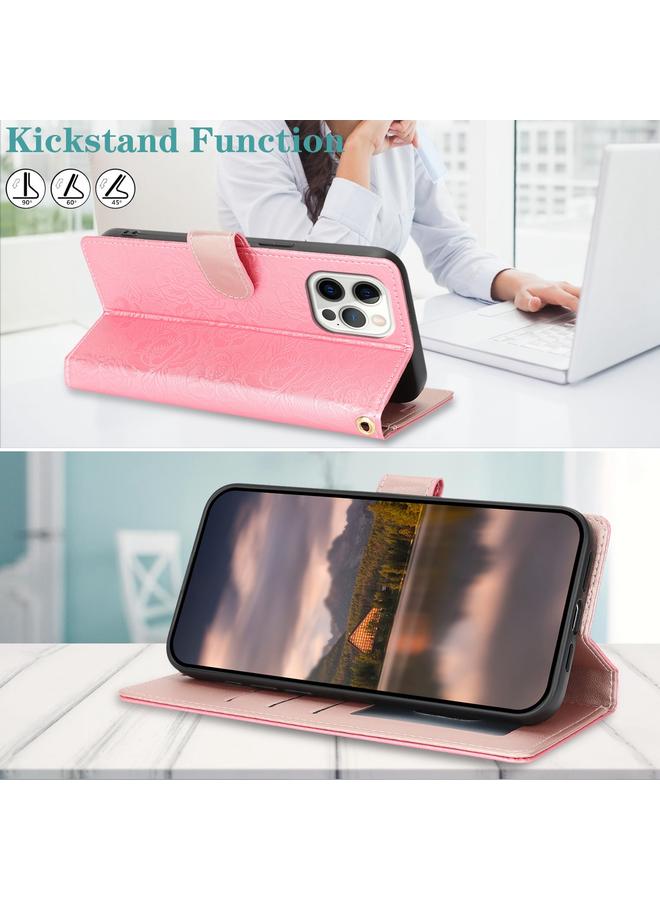 زبون جراب هاتف جلدي مطبوع عليه زهور الفاوانيا لهاتف iPhone 12 Pro Max - Image 5