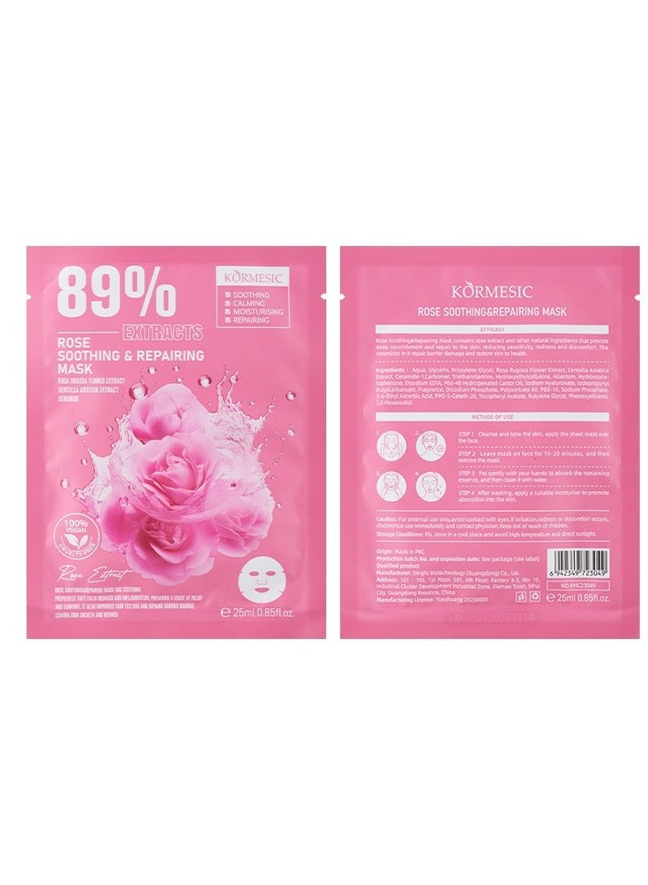 Kormesic Rose Face Mask 5 Pieces, 25ml Each - Moisturizing & Balancing, Suitable for Daily Use - Image 1