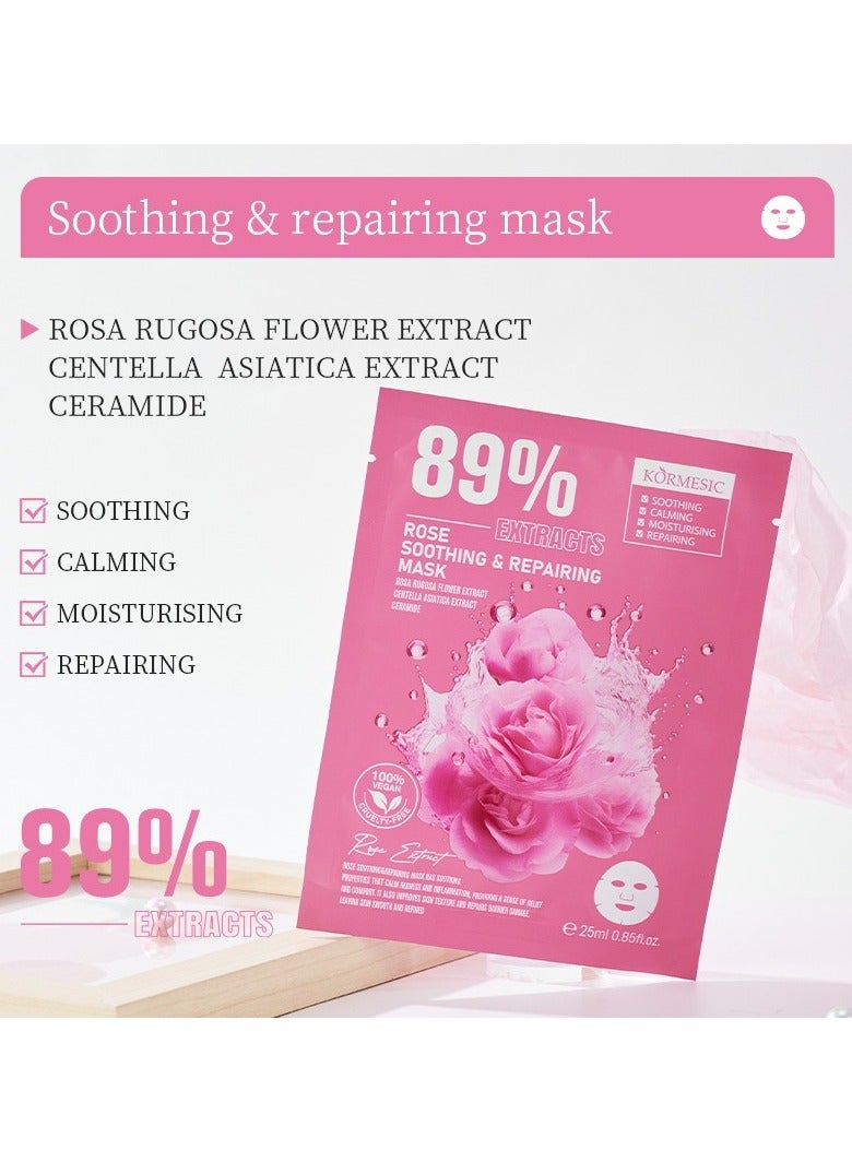 Kormesic Rose Face Mask 5 Pieces, 25ml Each - Moisturizing & Balancing, Suitable for Daily Use - Image 2