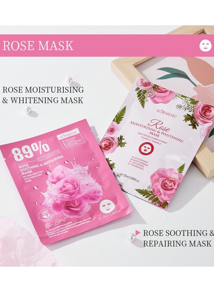 Kormesic Rose Face Mask 5 Pieces, 25ml Each - Moisturizing & Balancing, Suitable for Daily Use - Image 3