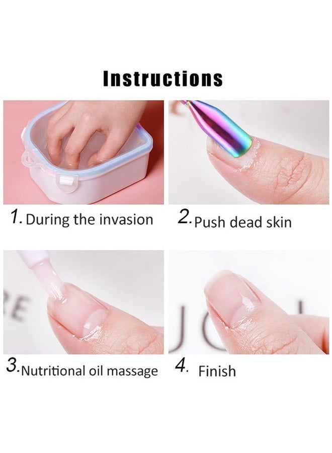 Pengxiaomei 3 in 1 Professional Nail Soaking Bowl, Soak Off Gel Polish Remover Bowl Manicure Bowl for Acrylic Nails with Cuticle Peeler and Pusher for Salon Home Nail Art, Universal for Both Hands (Blue) - Image 2