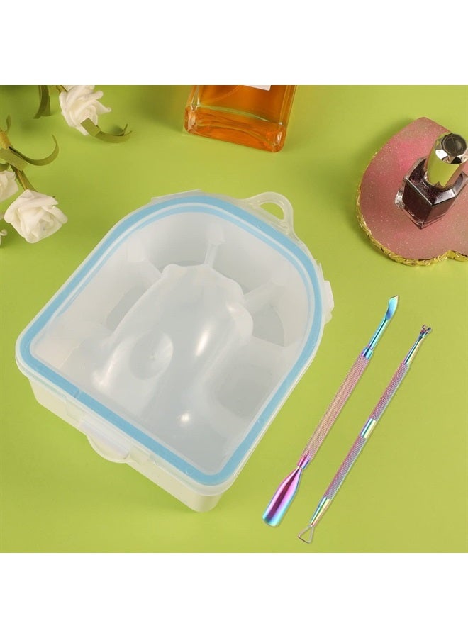 Pengxiaomei 3 in 1 Professional Nail Soaking Bowl, Soak Off Gel Polish Remover Bowl Manicure Bowl for Acrylic Nails with Cuticle Peeler and Pusher for Salon Home Nail Art, Universal for Both Hands (Blue) - Image 1