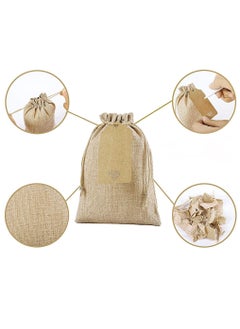 HomarKet 15-Pieces Burlap Gift Bags with Drawstring and Tags  - Image 3