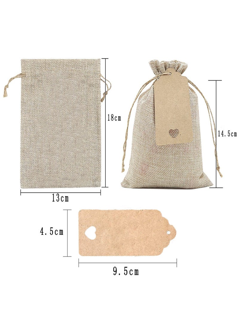 HomarKet - 15-Pieces Burlap Gift Bags with Drawstring and Tags - Image 1