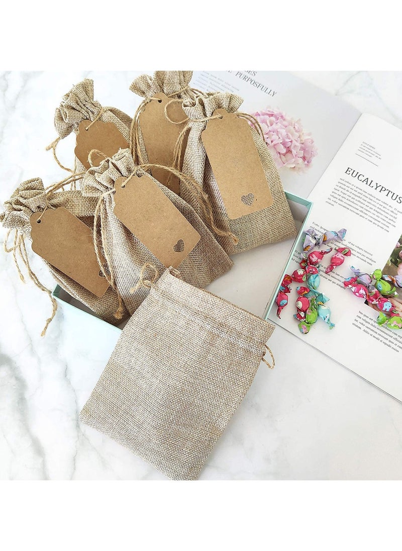 HomarKet - 15-Pieces Burlap Gift Bags with Drawstring and Tags - Image 1