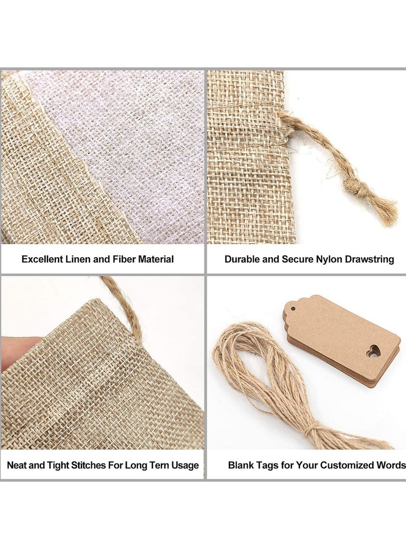 HomarKet - 15-Pieces Burlap Gift Bags with Drawstring and Tags - Image 1