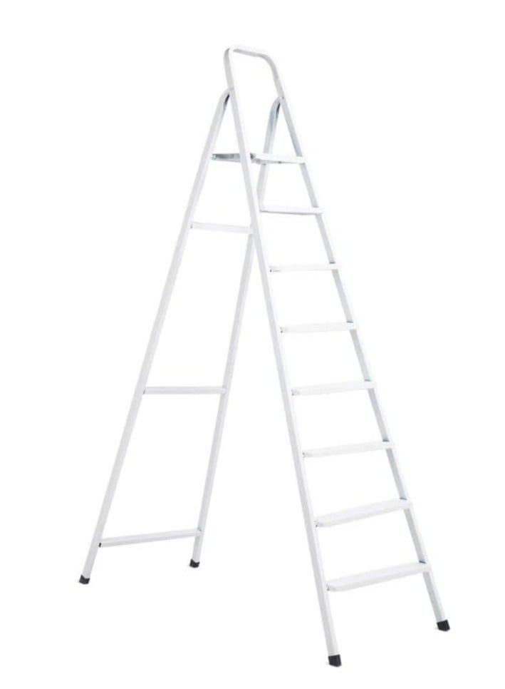 ROBUSTLINE Robustline Steel Ladder 8 Steps Foldable Step Ladder with Handgrip and Non-Slip Treads, 150 kgs Weight Capacity- Silver 