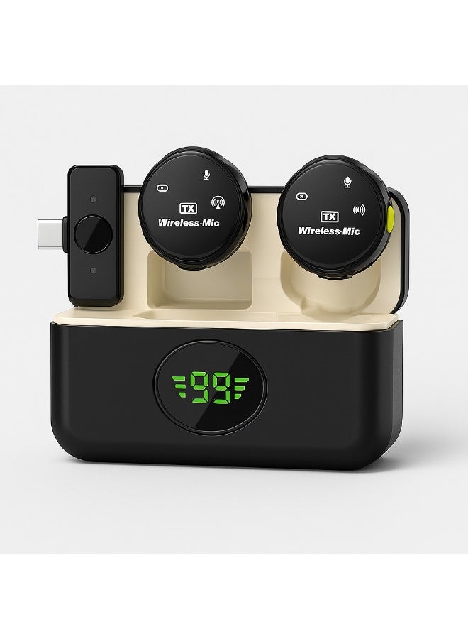 M9 Pro Wireless Microphone with Intelligent Noise Cancellation (ANC) – High-Quality Recording – Live Streaming, Vlogging, and Interviews – Includes Charging Case and Magnetic Design – Black - Image 1