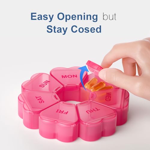 KAPENS Large Weekly Pill Organizer, Pill Box 7 Day, KAPENS Daily Vitamin Case Large Capacity Compartments, Pill Containers for Fish Oil Medicine Supplements, Red - Image 4