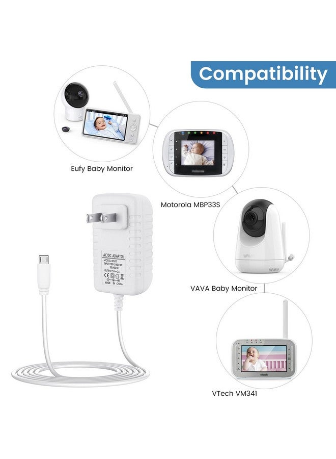 Smays Charger Replacement for Owlet, Eufy, Motorola, VTech, VAVA Baby Monitor, Power Cord with 6.6 ft Cable - Image 2