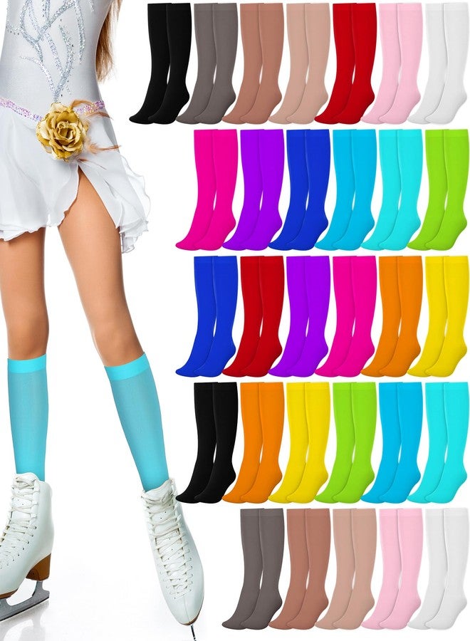 Liitrsh 30 Pairs Ice Skating Socks - Figure, Roller, Dance Socks for Women (Bright Color) - Image 1