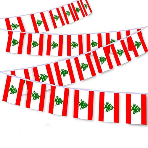 Macland 30 PCS Lebanon Flag String,32 FT Lebanese Bunting,Decoration Banner for Outdoor Indoor Patio Yard Decor - Image 1