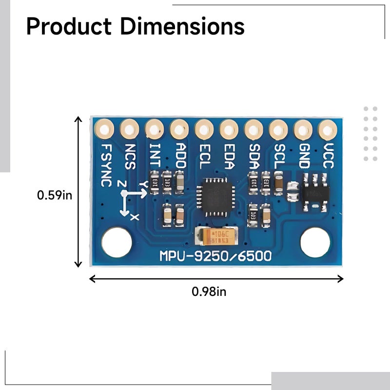 3 قطع من وحدة استشعار MPU9250 GY9250 ذات 9 محاور، اتصال IIC SPI، 3.5 فولت، مقياس تسارع وجيروسكوب وبوصلة، زاوية الميل والدوران والانعراج. - Image 4