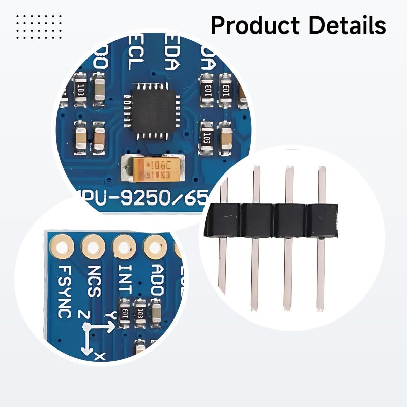 3 قطع من وحدة استشعار MPU9250 GY9250 ذات 9 محاور، اتصال IIC SPI، 3.5 فولت، مقياس تسارع وجيروسكوب وبوصلة، زاوية الميل والدوران والانعراج. - Image 3