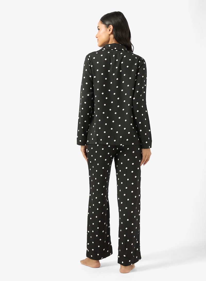 جينجر طقم بيجامة وقميص بقصة مريحة ومنقط - Image 2