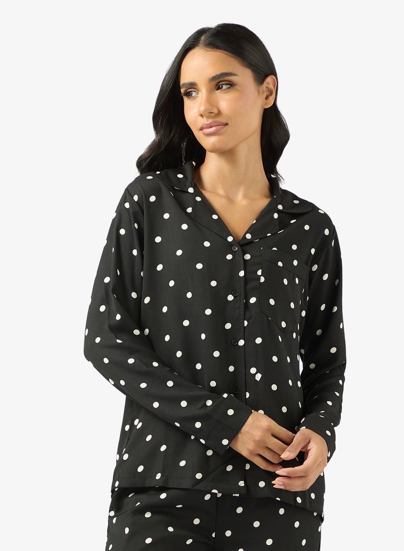 جينجر طقم بيجامة وقميص بقصة مريحة ومنقط - Image 3