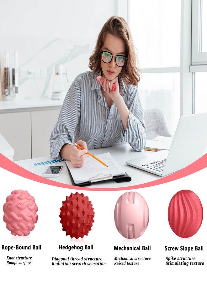 Kizcmvre Silicone Fidget Balls Toys,4 Pcs Sensory Magnetic Silicone Balls Desk Toy,Office Desk Fidget Balls for Anxiety Relief,Silent Magnetic Stress Balls Fidget Toys for Teens and Adults. (Pink) - Image 4