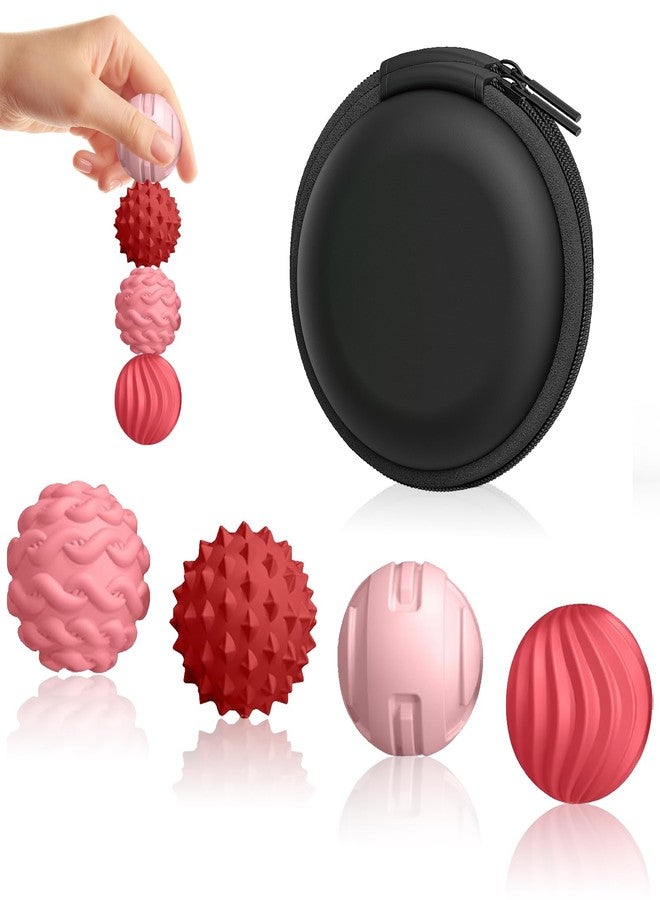 Kizcmvre Silicone Fidget Balls Toys,4 Pcs Sensory Magnetic Silicone Balls Desk Toy,Office Desk Fidget Balls for Anxiety Relief,Silent Magnetic Stress Balls Fidget Toys for Teens and Adults. (Pink) - Image 1