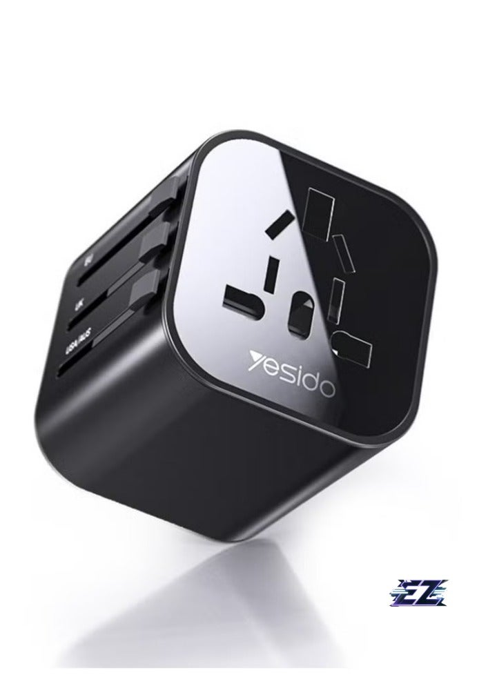 ELTRAZONE Multi-function Universal Travel Adapter Plug (Black) – Global Compatibility for Safe and Efficient Charging Worldwide  - Image 1