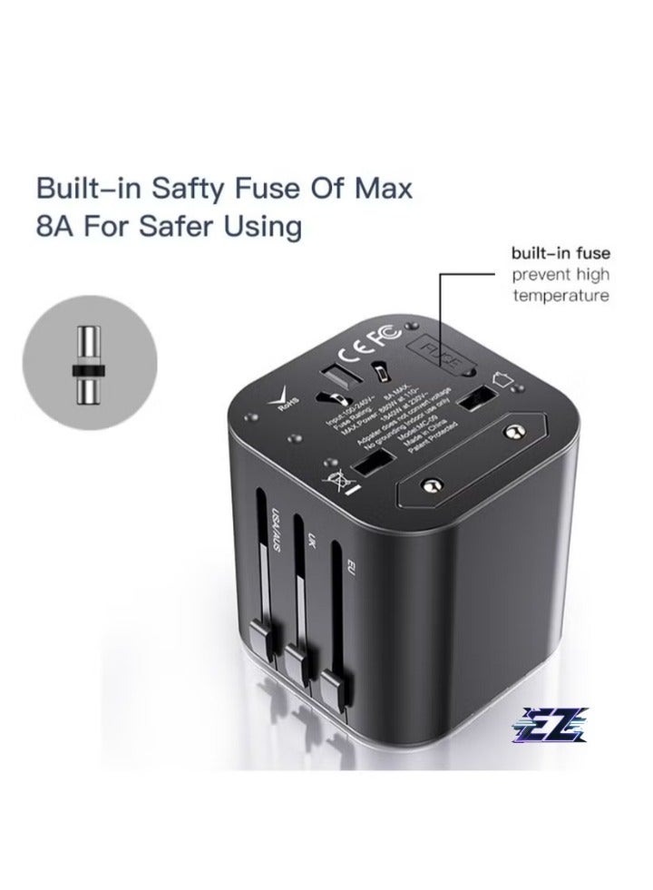 ELTRAZONE Multi-function Universal Travel Adapter Plug (Black) – Global Compatibility for Safe and Efficient Charging Worldwide  - Image 2