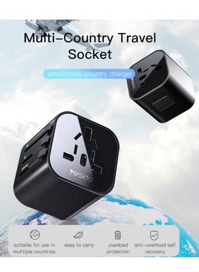 ELTRAZONE Multi-function Universal Travel Adapter Plug (Black) – Global Compatibility for Safe and Efficient Charging Worldwide  - Image 3