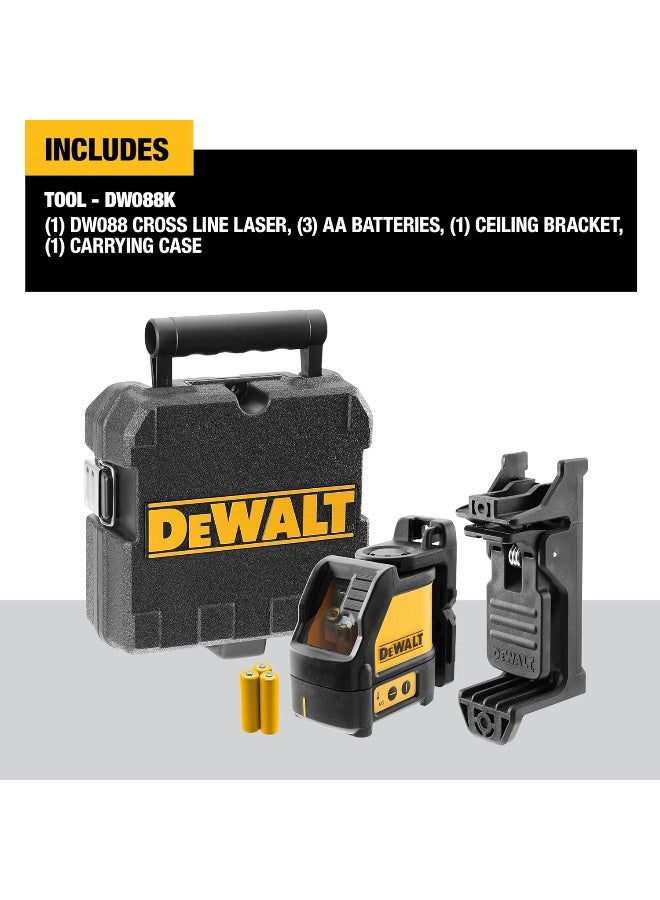 DEWALT Kreuzlinien-Laser  Selbstnivellierend  Horizontale Und Vertikale Laserlinien  Laserfarbe Rot  Laserklasse 2  2-Tasten-Bedienung  Inkl. Wandhalterung  Batterien Und Koffer  Dw088K - Image 3