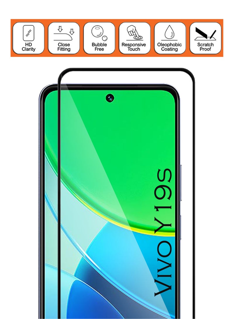بيوينتي Vivo Y19s - 【2 Pack】 Tempered Glass Screen Protector - Delicate Touch , Higher Transparency , Easy to Install ,Anti-scratch and Bubble-free Screen Protector - Black - Image 2