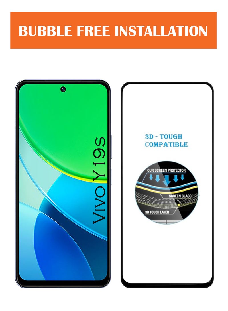 بيوينتي Vivo Y19s - 【2 Pack】 Tempered Glass Screen Protector - Delicate Touch , Higher Transparency , Easy to Install ,Anti-scratch and Bubble-free Screen Protector - Black - Image 3