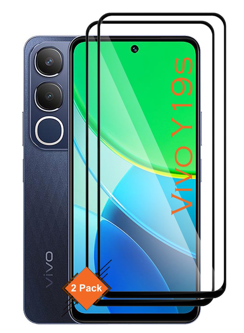 بيوينتي Vivo Y19s - 【2 Pack】 Tempered Glass Screen Protector - Delicate Touch , Higher Transparency , Easy to Install ,Anti-scratch and Bubble-free Screen Protector - Black - Image 1