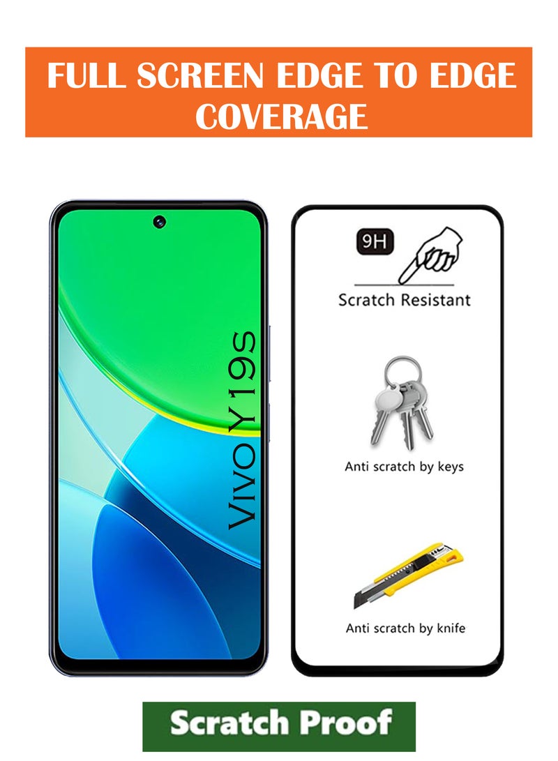 بيوينتي Vivo Y19s - 【2 Pack】 Tempered Glass Screen Protector - Delicate Touch , Higher Transparency , Easy to Install ,Anti-scratch and Bubble-free Screen Protector - Black - Image 4