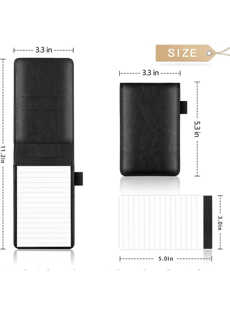 Generic Compact Faux Leather Pocket Notepad and Pen Set Without Pen - Portable Mini Journal for the Office, School or Restaurant - Black - Image 3
