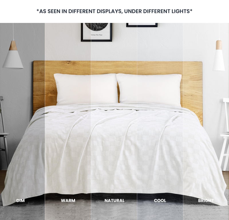Utopia Bedding White 100% Cotton Blanket [Queen Size - 90x90 Inch] 350GSM Lightweight, Soft and Breathable Thermal Blanket for All Seasons - Image 5