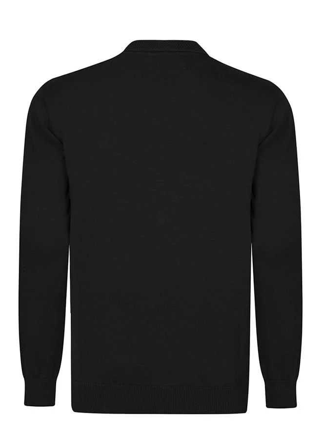 FELIX HARDY Black Pullover with Polo Collar - Buttonless for Men | Best Price UAE