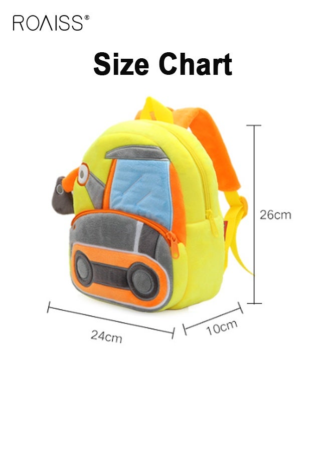 roaiss Toddler School Bag with Excavator Pattern, Adorable Soft Plush Mini Backpack for Kids, Small Daycare Backpack, Lightweight Unique Daypack for Kindergarten, Short Trips and Daily Outings - Image 5