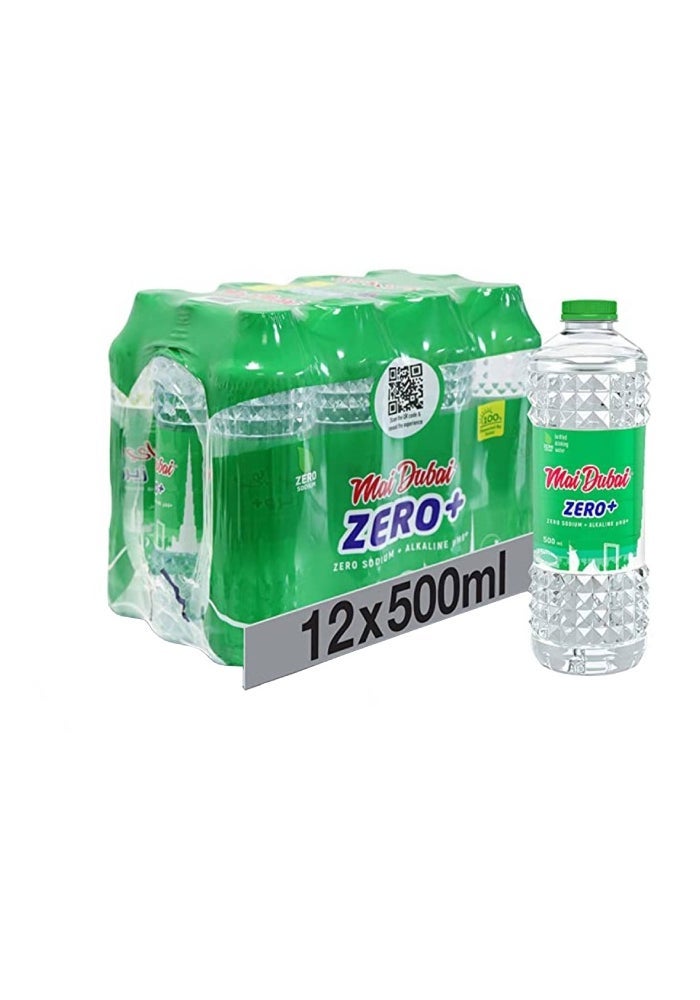Mai Dubai Alkaline Zero Sodium Bottled Drinking Water, 500ml, Pack of 12