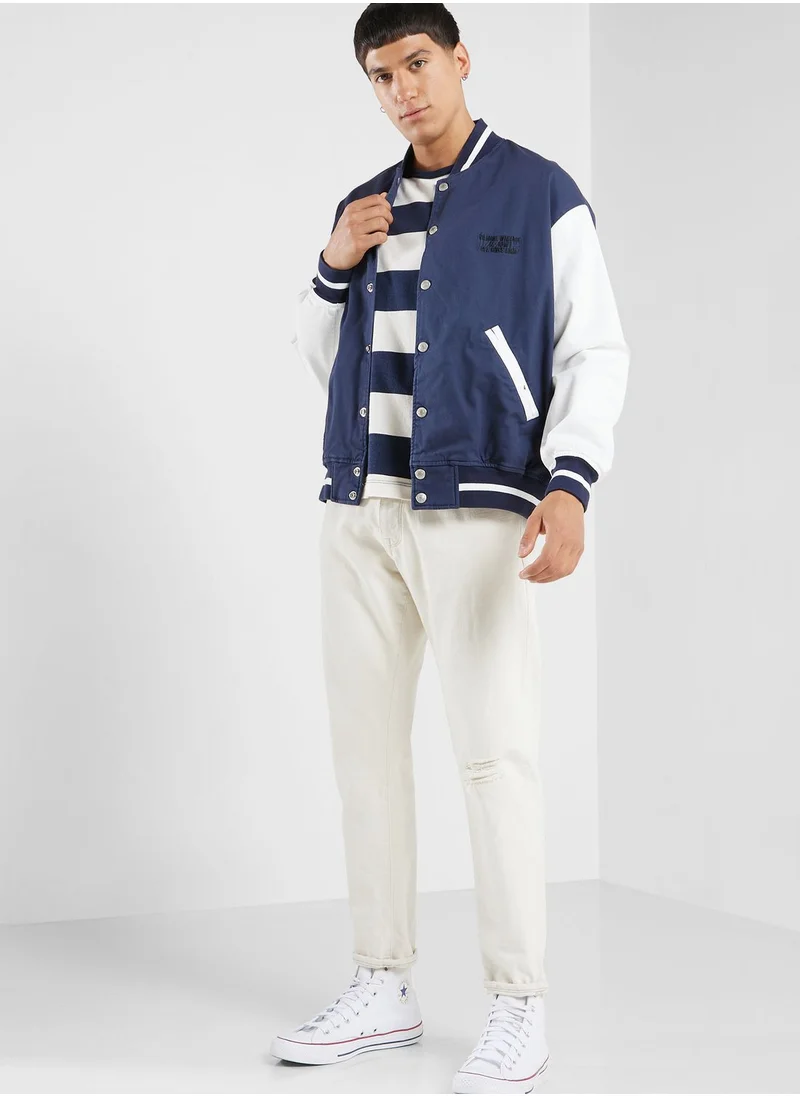 izzue Washed Twill Baseball Jacket