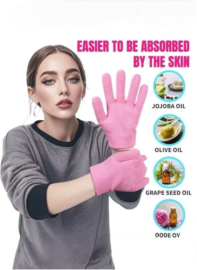 Lifenpure Lifenpure™ 4-Piece Pink Spa Gel Socks & Gloves Set Deep Moisturizing Therapy for Dry, Cracked Hands & Feet Reusable, Anti-Slip, Gel-Lined with Essential Oils & Vitamins for Home Spa Treatment  - Image 3