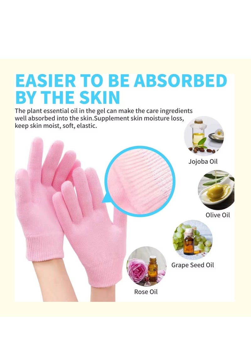 Lifenpure Lifenpure™ 4-Piece Pink Spa Gel Socks & Gloves Set Deep Moisturizing Therapy for Dry, Cracked Hands & Feet Reusable, Anti-Slip, Gel-Lined with Essential Oils & Vitamins for Home Spa Treatment  - Image 5