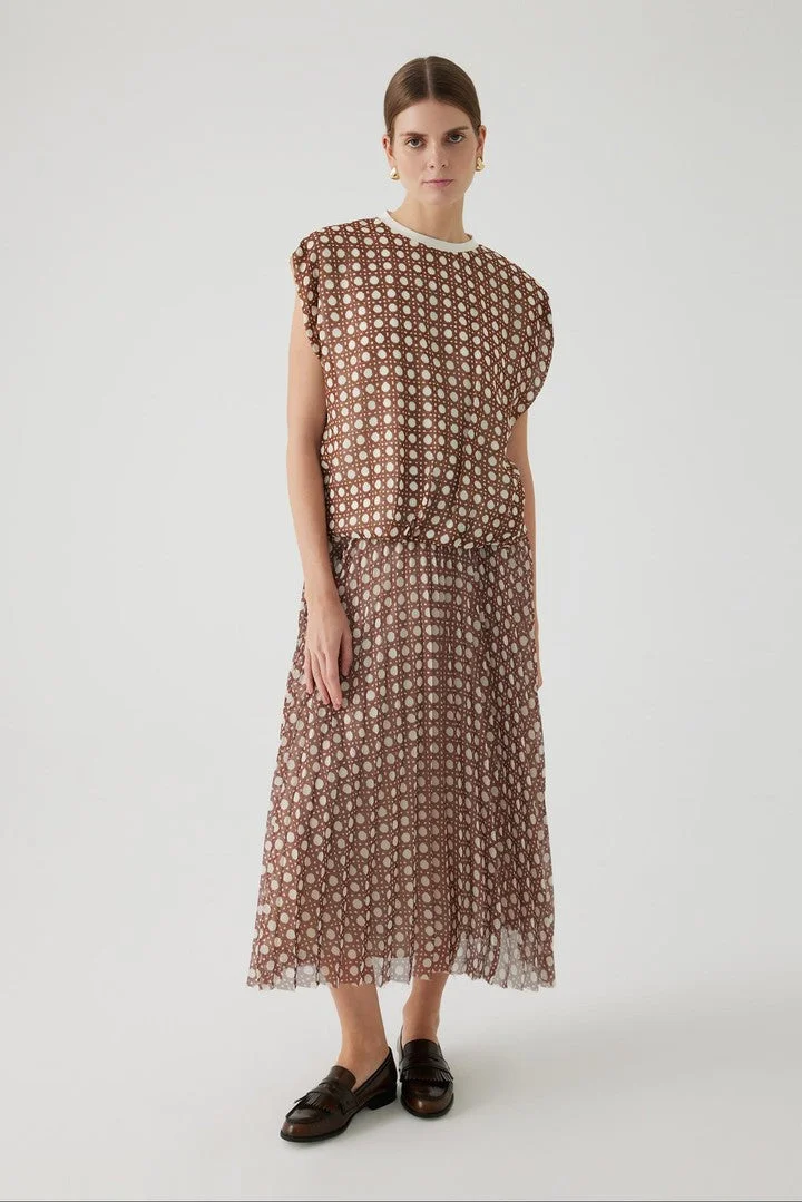 EXQUISE Basket Weave Brown Regular Blouse