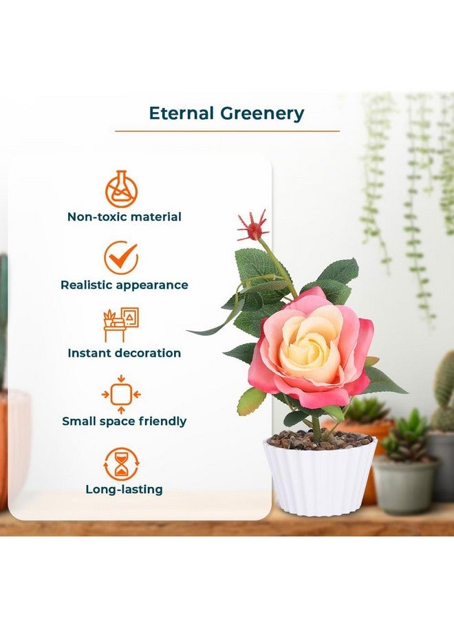 Homestic Artificial Plants for Home D?cor|Natural Looking Indoor Fake Plants with Pot|Artificial Flowers for Decoration (Peach) - Image 5