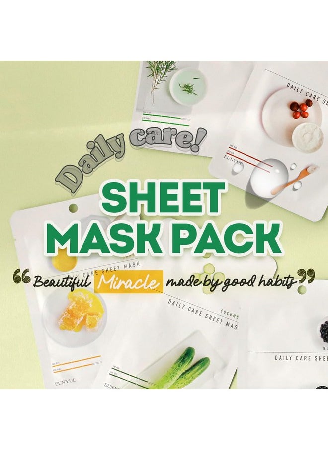 Eunyul EUNYUL [PACK OF 12] Daily Care Facial Sheet Mask Pack 12 types Korean Skincare Hydrating & Nourishing & Natural Ingredients for All Skin Types  - Image 2