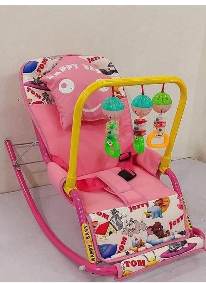 Generic - Baby Bouncer Rocking And Stable Chair For Newborns, Infants And Children From 0 To 3 Years - 3 Positions - Size 70*50*50 (Pink Color) Helps The Child Sleep And Relax With Baby Toys - Image 1