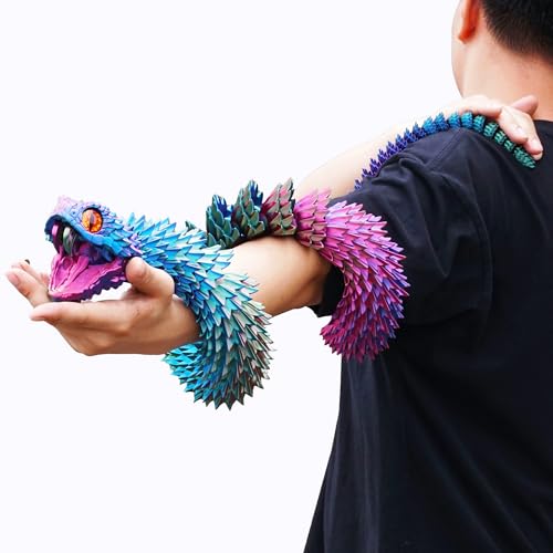 LUYUCUBE Super Large 3D Printed Snake with a Movable Mouth474inchFlexible Realistic Articulated Animal Fidget ToysMystery Figurines GiftsExecutive Desk Dcor and Festival Collectible colorfulA - Image 5