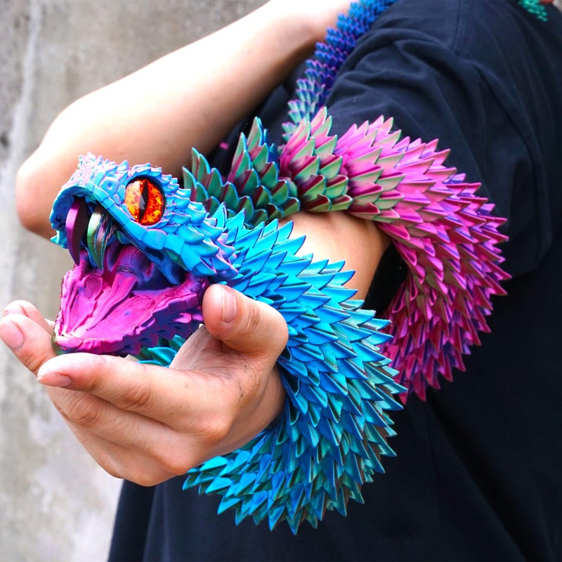 LUYUCUBE Super Large 3D Printed Snake with a Movable Mouth474inchFlexible Realistic Articulated Animal Fidget ToysMystery Figurines GiftsExecutive Desk Dcor and Festival Collectible colorfulA - Image 3