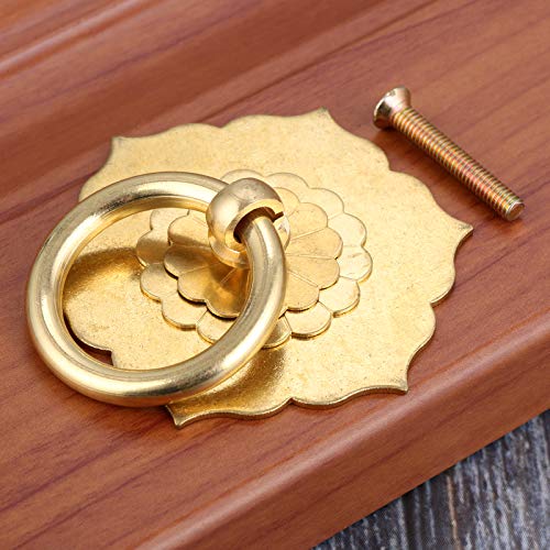 Yetaha Antique Ring Pulls, Furniture Drop Knobs Brass Cabinet Handles Classical Hexagon Flower for Drawer Dresser Closet Wardrobe Cupboard Door Kitchen Bedroom Decoration - Image 4