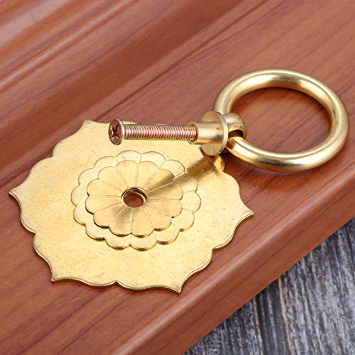 Yetaha Antique Ring Pulls, Furniture Drop Knobs Brass Cabinet Handles Classical Hexagon Flower for Drawer Dresser Closet Wardrobe Cupboard Door Kitchen Bedroom Decoration - Image 5